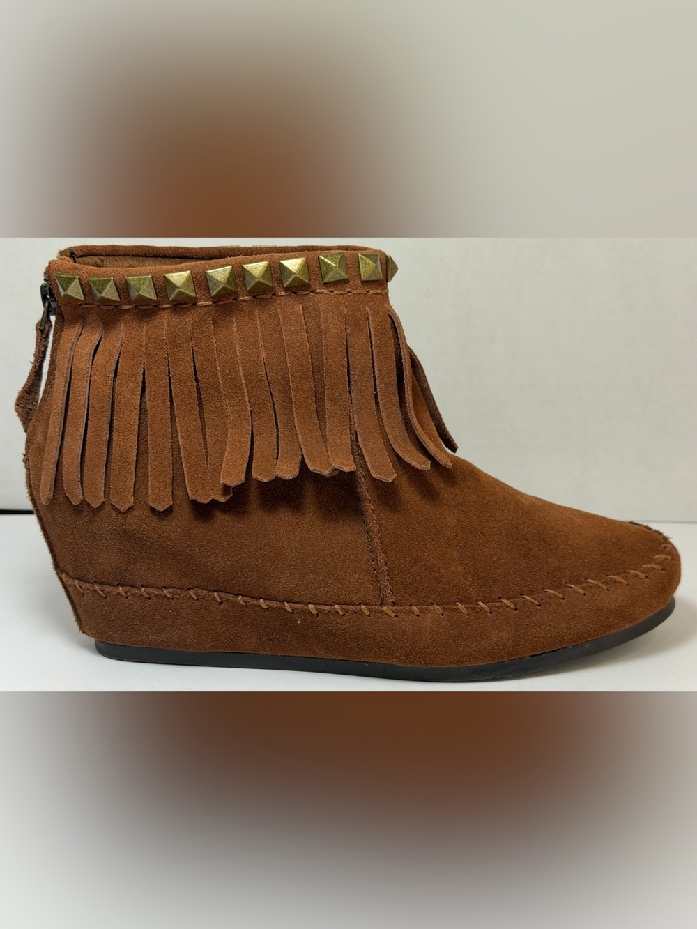 Skechers SKCH+3 Suede Fringe Hidden Wedge Booties 9